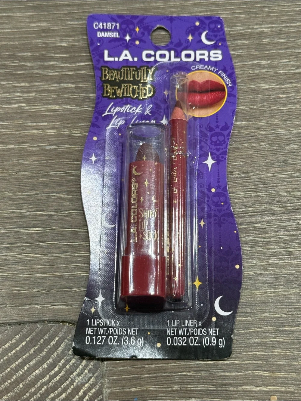 NWT L.A. Colors Beautifully Bewitched Lipstick & Lip Liner Damsel Deep Red